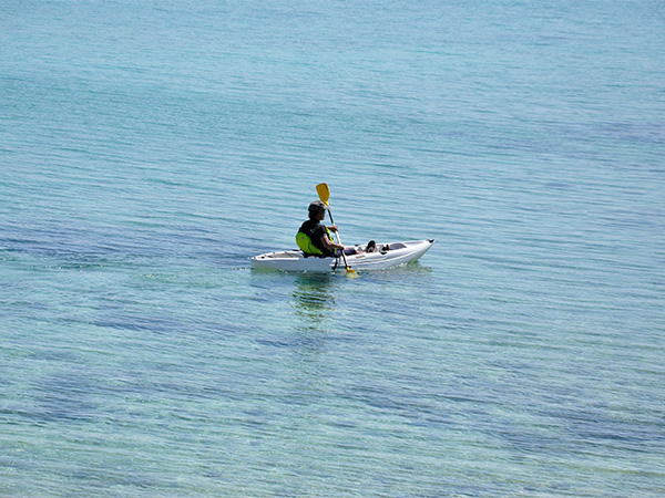 “伊江島の海に感動"